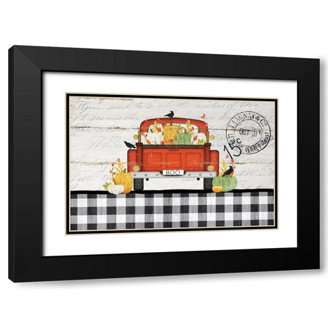 Halloween Truck Black Modern Wood Framed Art Print with Double Matting by Pugh, Jennifer