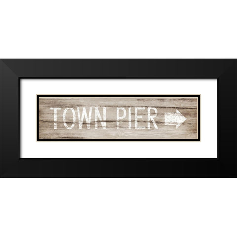 Town Pier Black Modern Wood Framed Art Print with Double Matting by Pugh, Jennifer