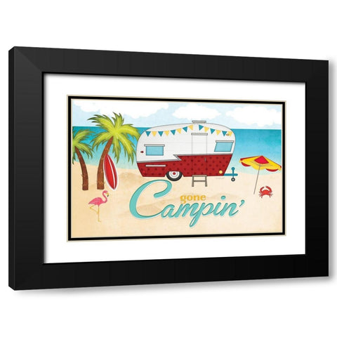 Beach Campin Black Modern Wood Framed Art Print with Double Matting by Pugh, Jennifer