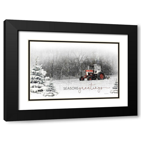 Seasons Greetings Black Modern Wood Framed Art Print with Double Matting by Pugh, Jennifer