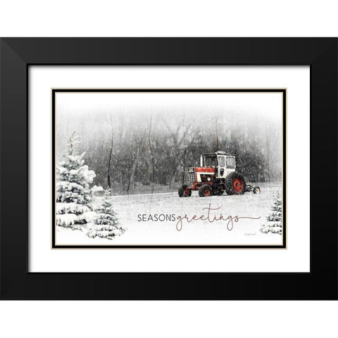 Seasons Greetings Black Modern Wood Framed Art Print with Double Matting by Pugh, Jennifer