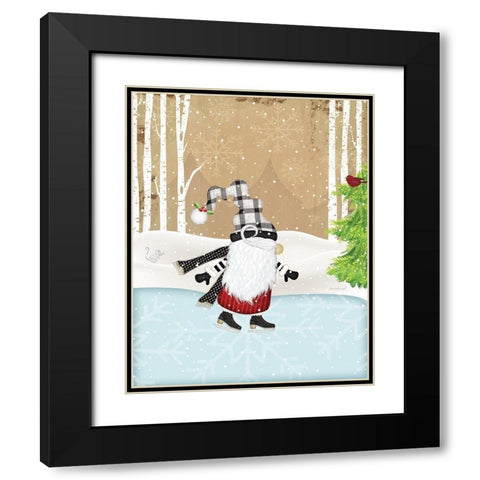 Skating Gnome Black Modern Wood Framed Art Print with Double Matting by Pugh, Jennifer