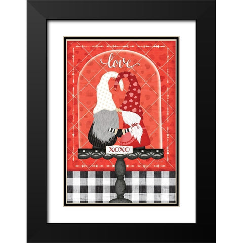 Valentines Gnomes Black Modern Wood Framed Art Print with Double Matting by Pugh, Jennifer