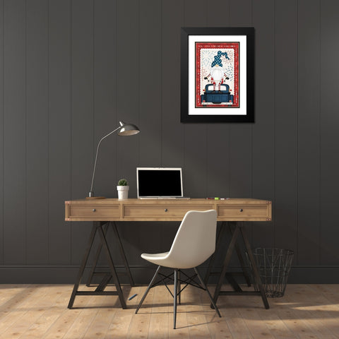 Patriotic Gnome Black Modern Wood Framed Art Print with Double Matting by Pugh, Jennifer