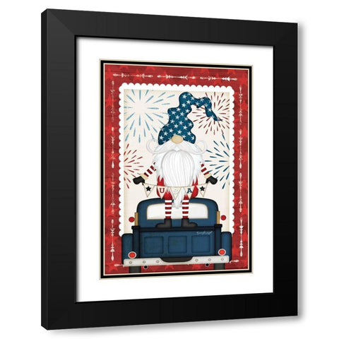 Patriotic Gnome Black Modern Wood Framed Art Print with Double Matting by Pugh, Jennifer