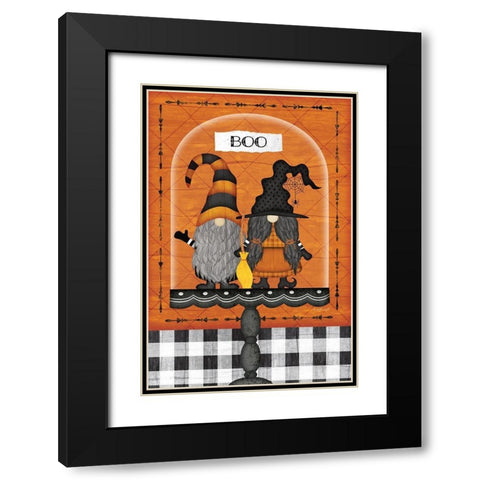 Halloween Gnomes Black Modern Wood Framed Art Print with Double Matting by Pugh, Jennifer