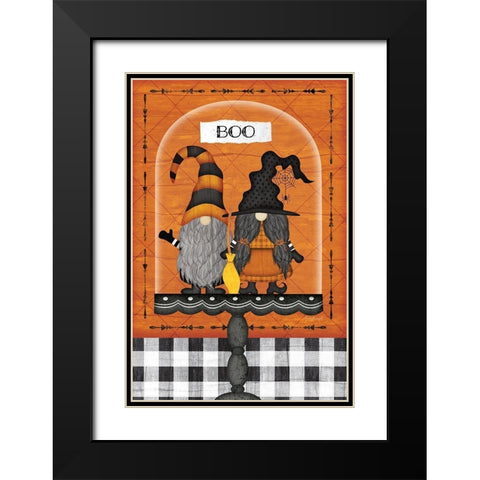 Halloween Gnomes Black Modern Wood Framed Art Print with Double Matting by Pugh, Jennifer