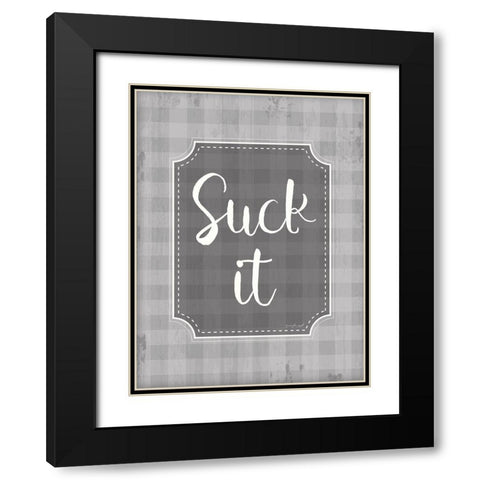 Suck It Black Modern Wood Framed Art Print with Double Matting by Pugh, Jennifer