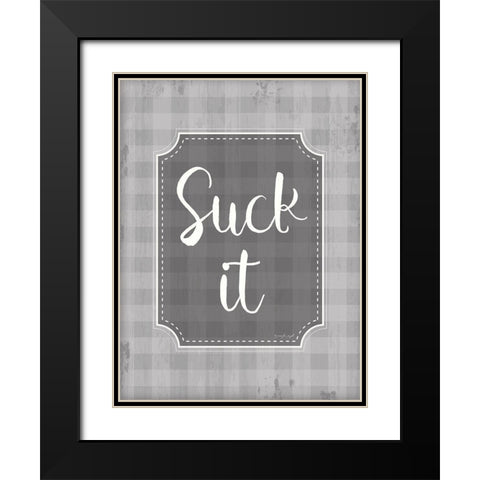 Suck It Black Modern Wood Framed Art Print with Double Matting by Pugh, Jennifer