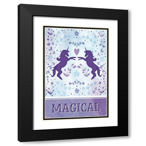 Watercolor Unicorn IV Black Modern Wood Framed Art Print with Double Matting by Pugh, Jennifer