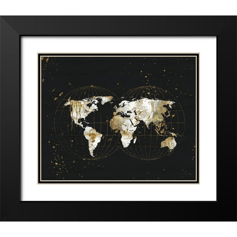 World Map Black Modern Wood Framed Art Print with Double Matting by Pugh, Jennifer