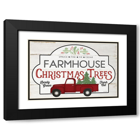 Farmhouse Christmas Trees Black Modern Wood Framed Art Print with Double Matting by Pugh, Jennifer