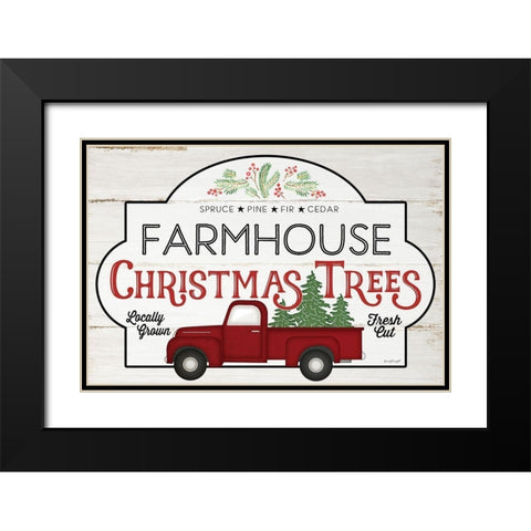 Farmhouse Christmas Trees Black Modern Wood Framed Art Print with Double Matting by Pugh, Jennifer