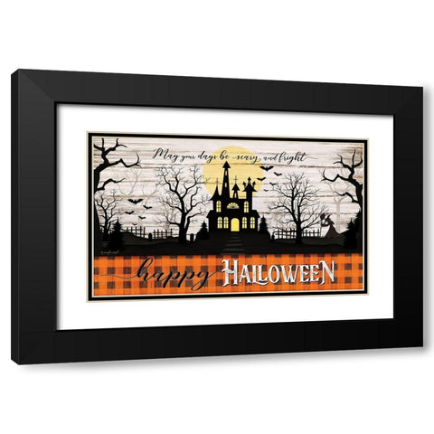 Happy Halloween Black Modern Wood Framed Art Print with Double Matting by Pugh, Jennifer