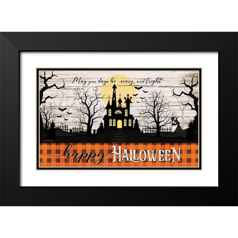 Happy Halloween Black Modern Wood Framed Art Print with Double Matting by Pugh, Jennifer