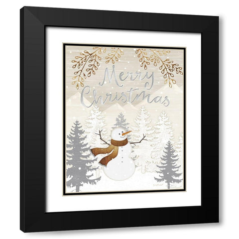 Merry Christmas Black Modern Wood Framed Art Print with Double Matting by Pugh, Jennifer