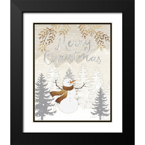 Merry Christmas Black Modern Wood Framed Art Print with Double Matting by Pugh, Jennifer