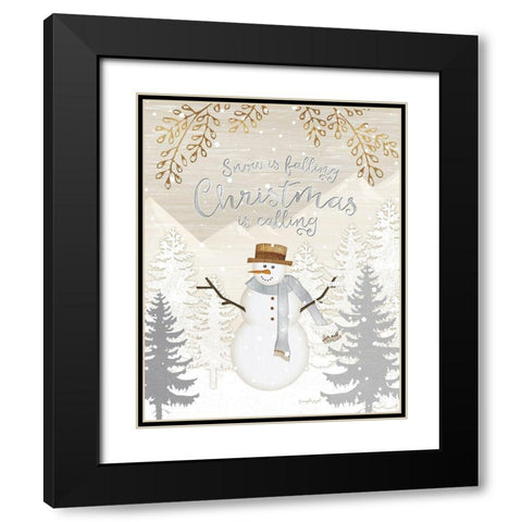 Snow is Falling Black Modern Wood Framed Art Print with Double Matting by Pugh, Jennifer