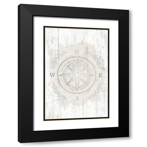 Calming Coastal Compass Black Modern Wood Framed Art Print with Double Matting by Pugh, Jennifer