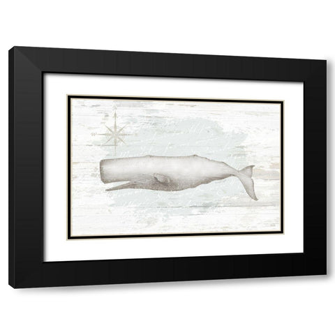 Calming Coastal Whale Black Modern Wood Framed Art Print with Double Matting by Pugh, Jennifer