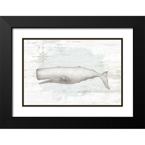 Calming Coastal Whale Black Modern Wood Framed Art Print with Double Matting by Pugh, Jennifer