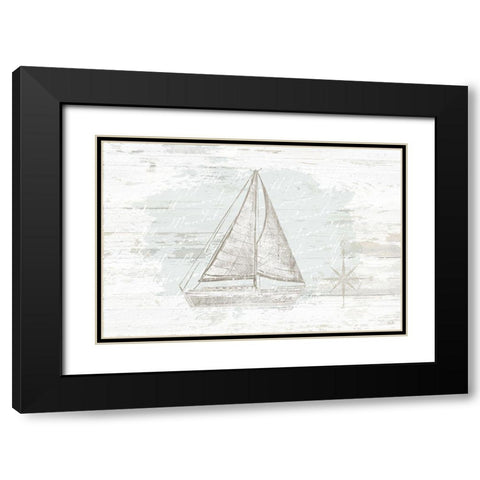 Calming Coastal Sailboat Black Modern Wood Framed Art Print with Double Matting by Pugh, Jennifer