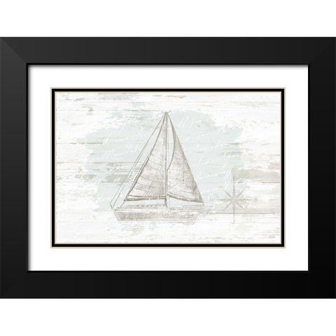 Calming Coastal Sailboat Black Modern Wood Framed Art Print with Double Matting by Pugh, Jennifer