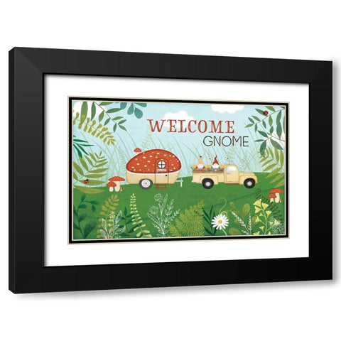 Welcome Gnome Black Modern Wood Framed Art Print with Double Matting by Pugh, Jennifer