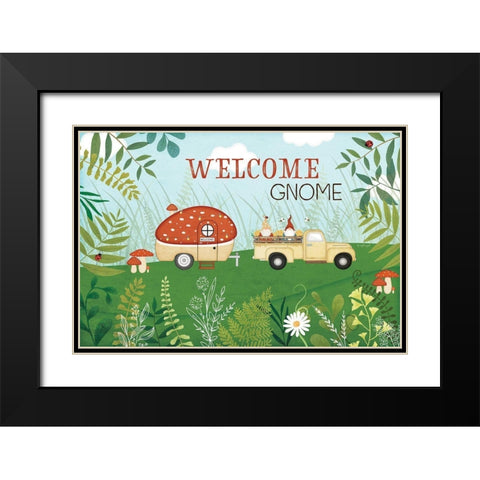 Welcome Gnome Black Modern Wood Framed Art Print with Double Matting by Pugh, Jennifer