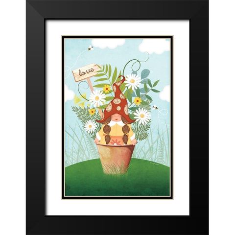 Gnome Love Black Modern Wood Framed Art Print with Double Matting by Pugh, Jennifer