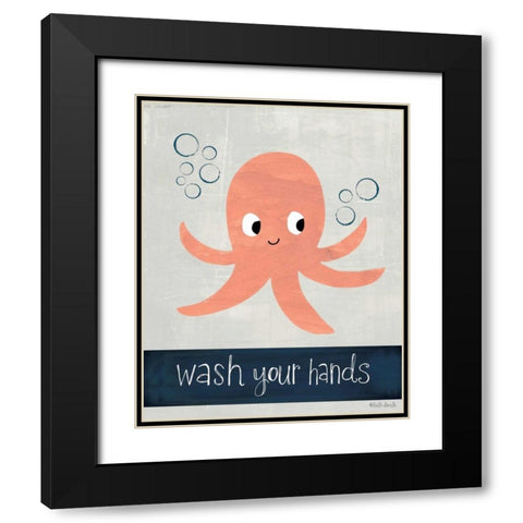 Wash Your Hands Black Modern Wood Framed Art Print with Double Matting by Doucette, Katie