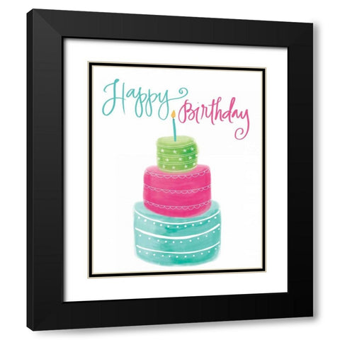 Happy Birthday Black Modern Wood Framed Art Print with Double Matting by Doucette, Katie