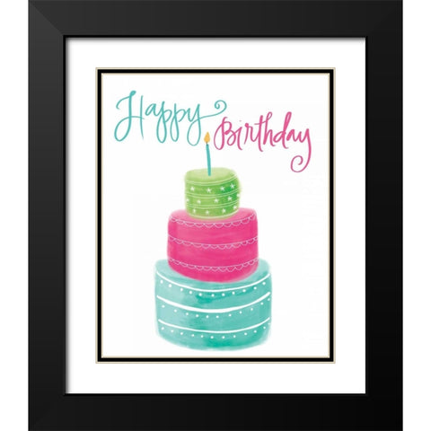 Happy Birthday Black Modern Wood Framed Art Print with Double Matting by Doucette, Katie