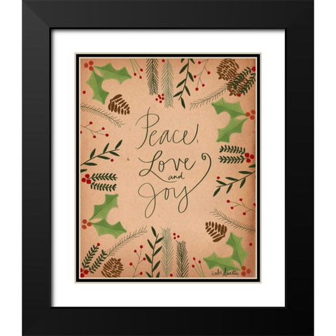 Peace Love Joy Black Modern Wood Framed Art Print with Double Matting by Doucette, Katie