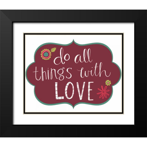 All Things with Love Black Modern Wood Framed Art Print with Double Matting by Doucette, Katie