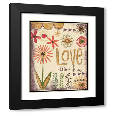 Love Blooms Here Black Modern Wood Framed Art Print with Double Matting by Doucette, Katie