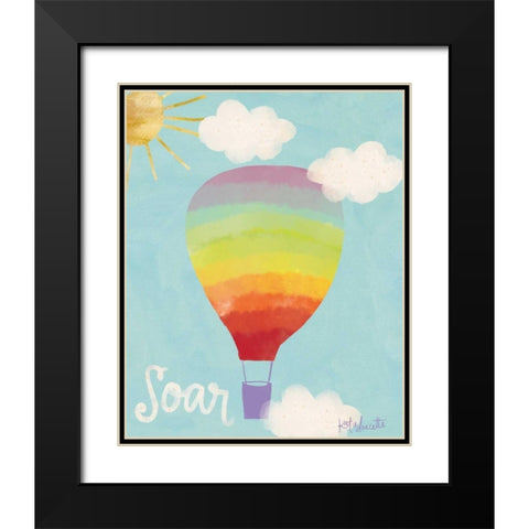 Rainbow Hot Air Balloon Black Modern Wood Framed Art Print with Double Matting by Doucette, Katie