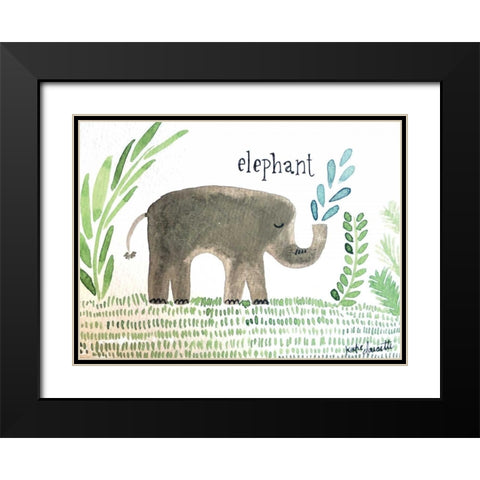 Elephant Black Modern Wood Framed Art Print with Double Matting by Doucette, Katie