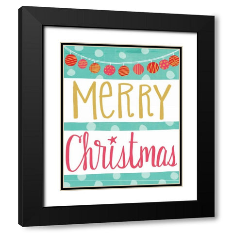 Merry Christmas Black Modern Wood Framed Art Print with Double Matting by Doucette, Katie