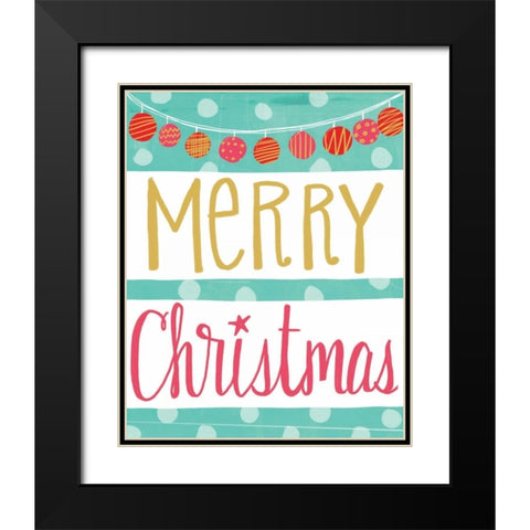 Merry Christmas Black Modern Wood Framed Art Print with Double Matting by Doucette, Katie