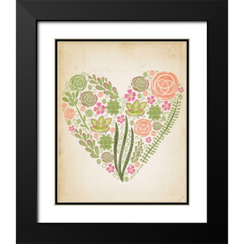 Succulent Heart Black Modern Wood Framed Art Print with Double Matting by Doucette, Katie
