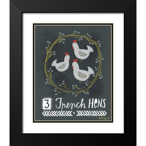 3 French Hens Black Modern Wood Framed Art Print with Double Matting by Doucette, Katie