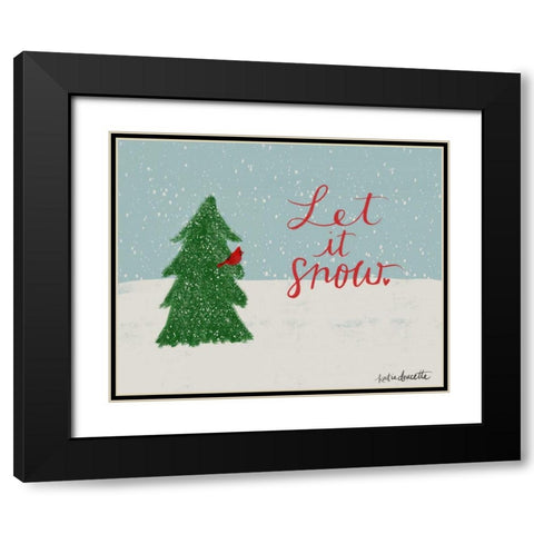 Let It Snow Cardinal Black Modern Wood Framed Art Print with Double Matting by Doucette, Katie