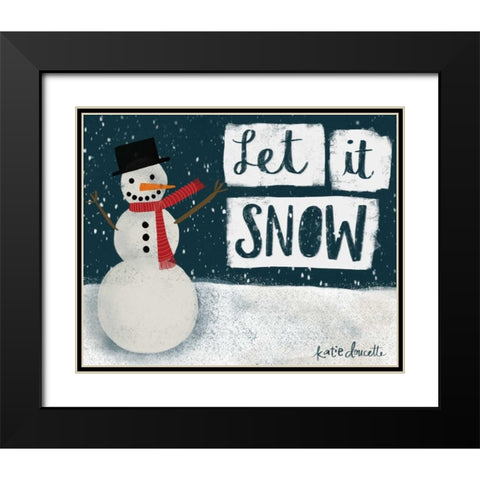 Night Snowman Black Modern Wood Framed Art Print with Double Matting by Doucette, Katie