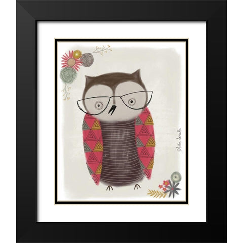 Owl Black Modern Wood Framed Art Print with Double Matting by Doucette, Katie