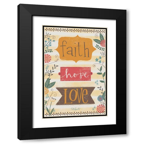 Faith, Hope, Love Black Modern Wood Framed Art Print with Double Matting by Doucette, Katie