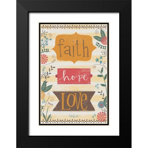 Faith, Hope, Love Black Modern Wood Framed Art Print with Double Matting by Doucette, Katie