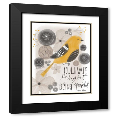 Grateful Emerson Quote Black Modern Wood Framed Art Print with Double Matting by Doucette, Katie