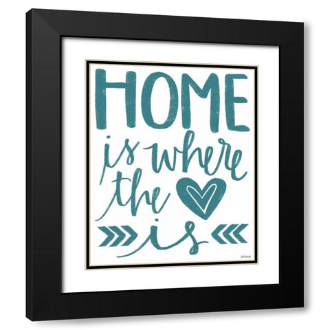 Home Heart Typography Black Modern Wood Framed Art Print with Double Matting by Doucette, Katie