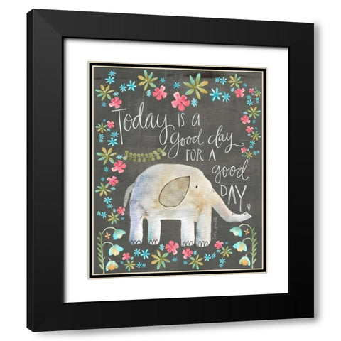 Good Day Elephant Black Modern Wood Framed Art Print with Double Matting by Doucette, Katie